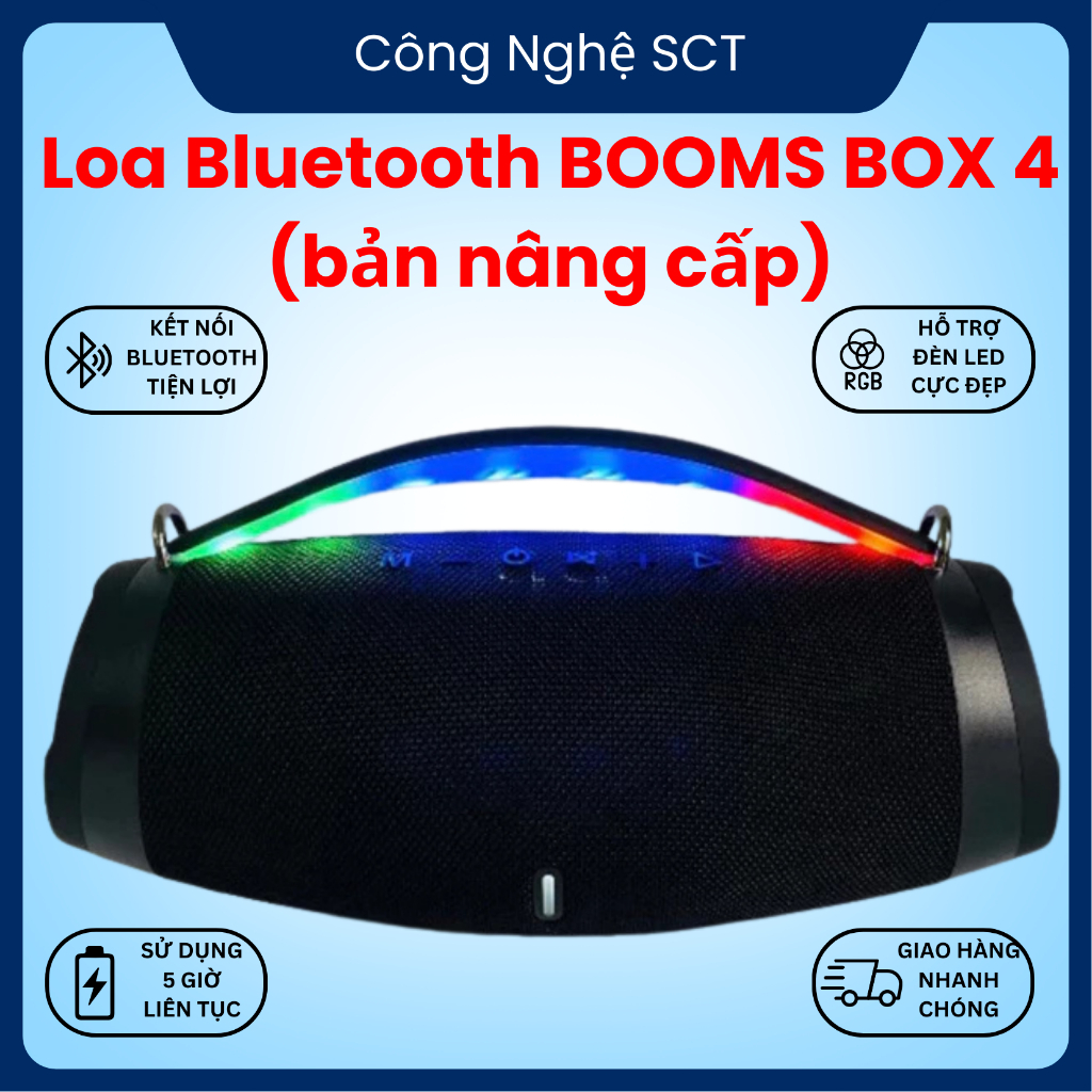 [Loa Công Suất Lớn Cực Đẹp] Loa Bluetooth Boombox 4 & Boombox 4 Mini – Bass Mạnh, Pin Trâu, RGB Loa 