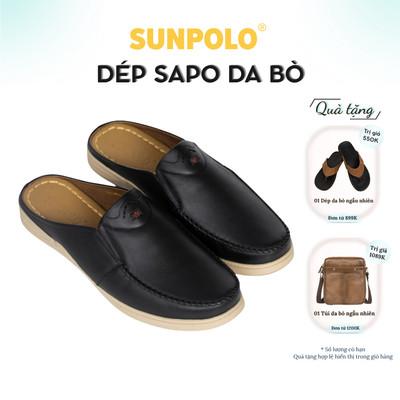 Dép sục nam da bò cao cấp Có size lớn SUNPOLO SP1510