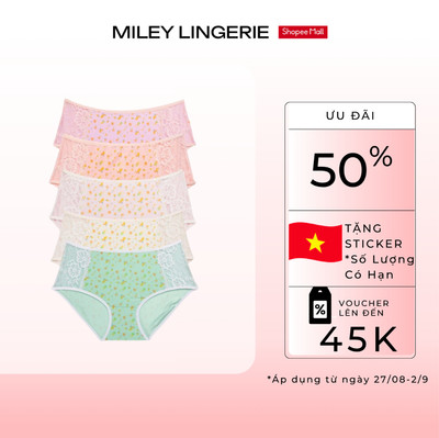 Combo 5 Quần Lót Nữ Lưng Cao Miley Lingerie Thun Lạnh Họa Tiết FMP25