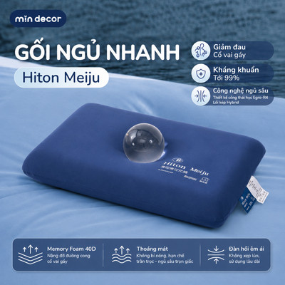 Gối Ngủ Nhanh Hiton Meiju Mịn Decor, Gối Cao Su Non Người Lớn Công Thái Học Chống Đau Cổ Vai Gáy