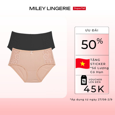 Combo 2 Quần Lót Nữ Lưng Cao Miley Lingerie Modal Phối Ren Sườn Active FDS25