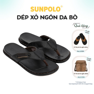 Dép kẹp nam da bò SUNPOLO dép xỏ ngón đi chơi KEP022
