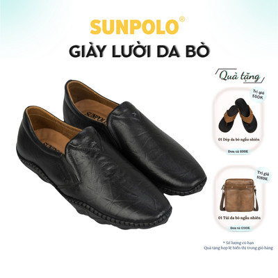 Giày lười nam Da bò cao cấp SUNPOLO giày đi làm đi chơi dự tiệc CS5082