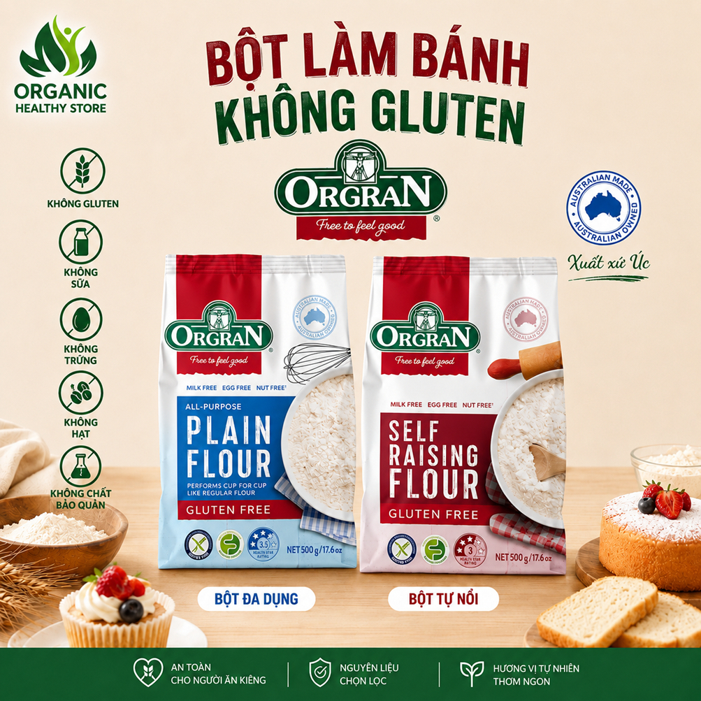 Bột Làm Bánh Tự Nổi / Đa dụng Không Gluten Orgran GLUTEN FREE Self Raising Flour / All-purpose 500g
