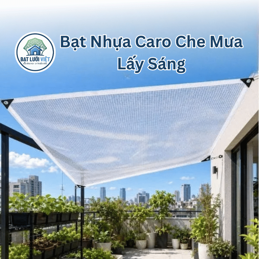 Bạt Caro Che Mưa Lấy Sáng Loại Dày, Tấm Bạt Nhựa Trong Suốt Che Mưa 3 Lớp Bền…