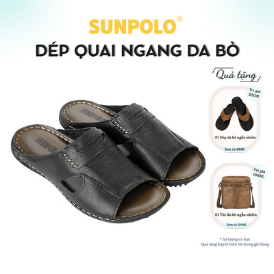 Dép Quai Ngang Nam Da Bò SUNPOLO DQN028