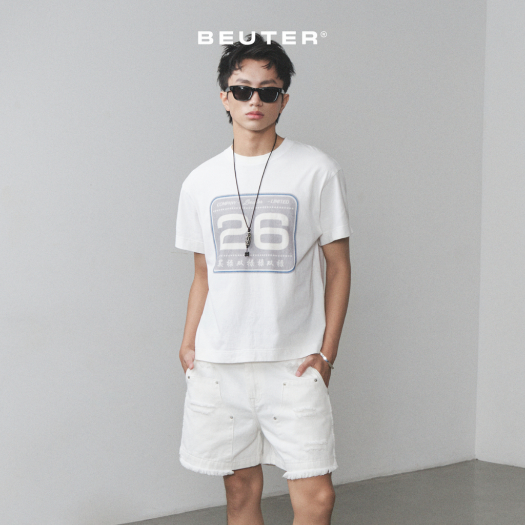 Áo Thun Boxy "26" Màu Trắng - BEUTER® "26" BOXY T-SHIRT – OFF-WHITE