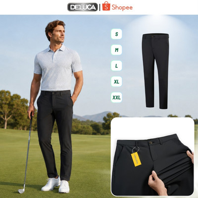 Quần Golf Nam Màu Grey DELUCA Regular Fit Cao Cấp, Form Dáng Thanh Lịch, Co Giãn 4 Chiều, Kháng Nước