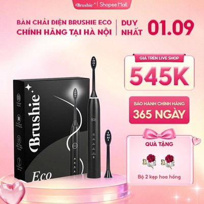 [GIÁ 545k TẠI LIVE SHOP] Bàn chải điện Brushie Eco chính hãng phiên bản tiết kiệm với 5 chế độ làm sạch linh hoạt, LIS