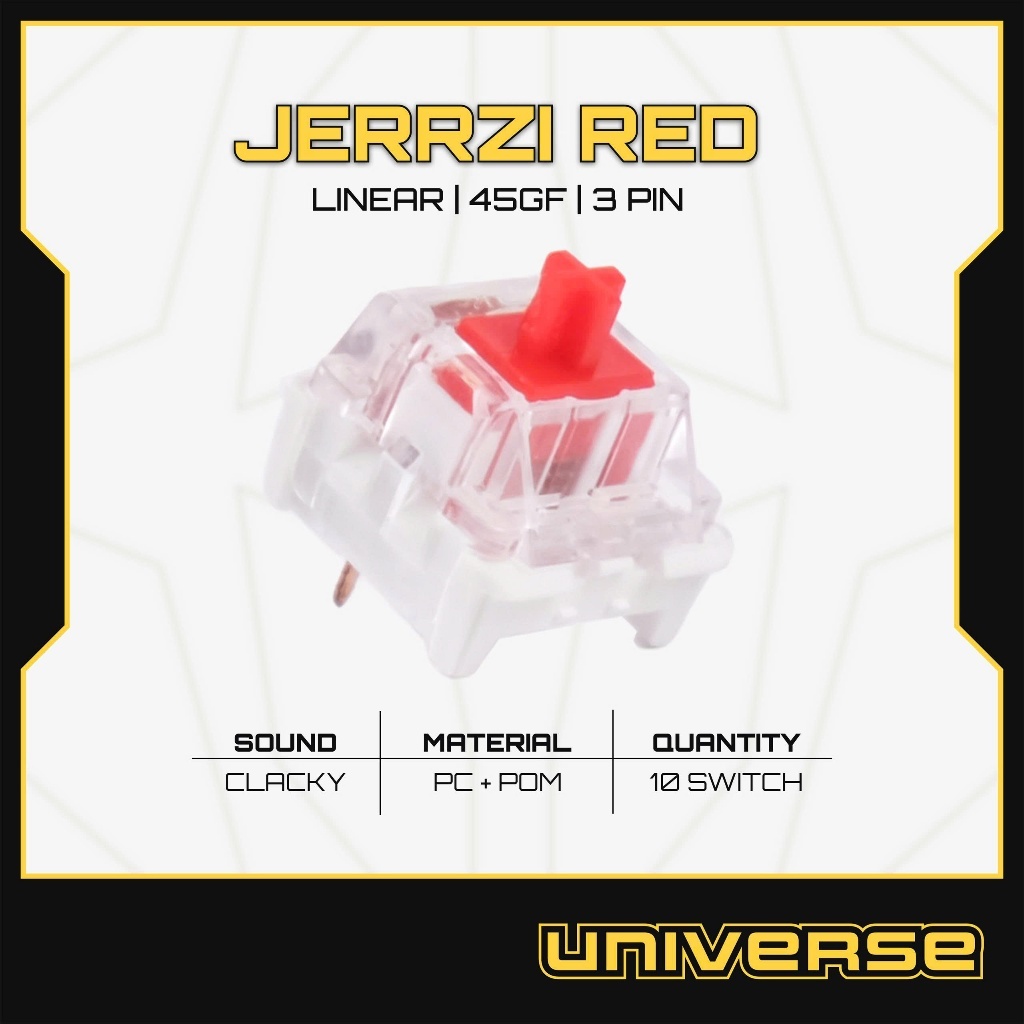 10 Switch JERRZI Red Switch Linear 45g 3 Pin PC + POM Prelube Công Tắc Bàn Phím Cơ Universe