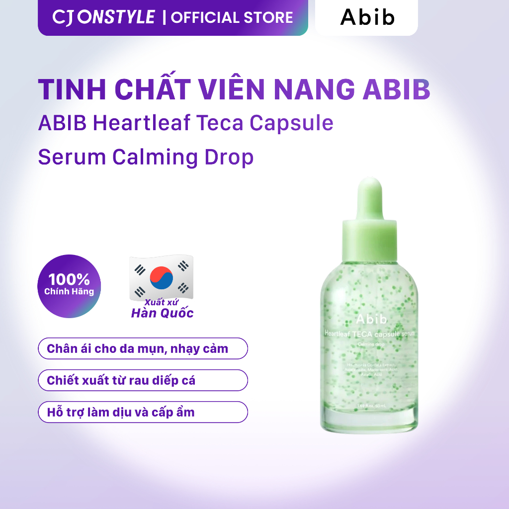 Tinh chất Abib Heartleaf Teca Capsule Serum Calming Drop viên nang diếp cá, làm dịu da 50ml