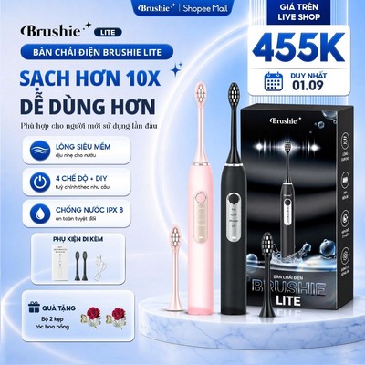 [GIÁ 478K TẠI LIVE SHOP] Bàn Chải Điện BRUSHIE LITE Làm Sạch Răng 4 Chế Độ DIY Tự Điều Chỉnh Tiện Lợi Cho Người Mới LIS
