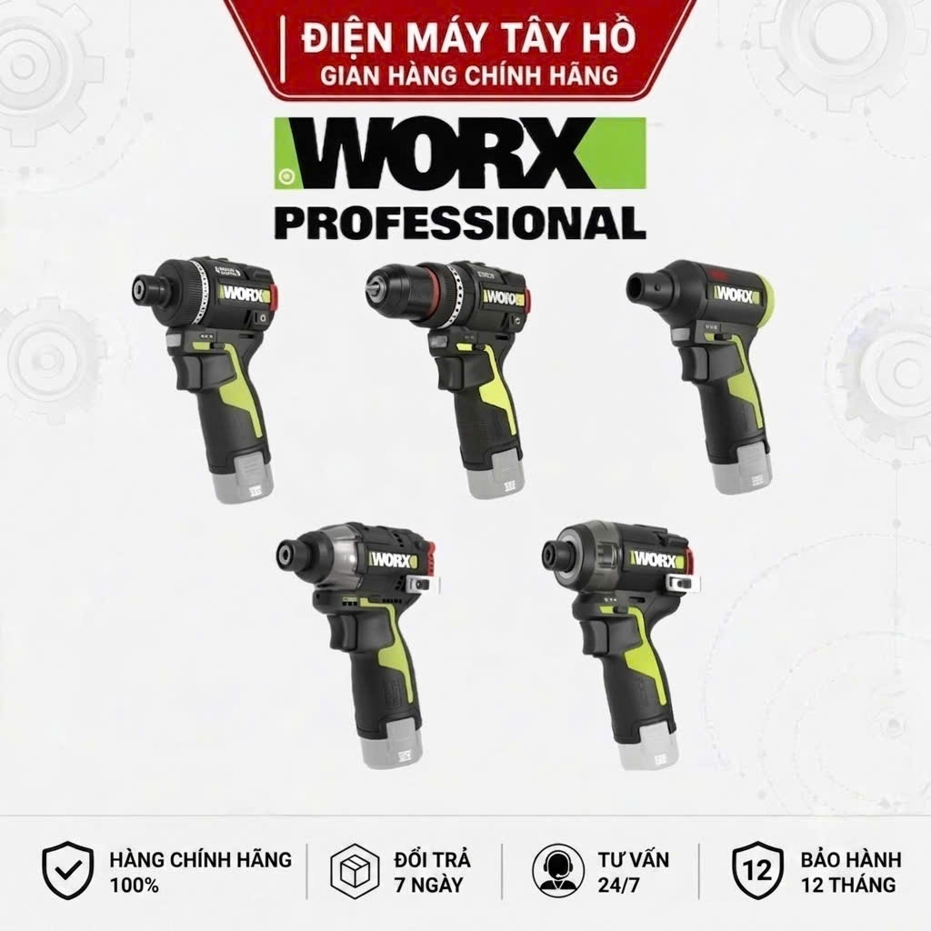 Hệ Sinh Thái 12V Thương Hiệu WORX GREEN_Máy Khoan, Vặn Vít, Máy Thổi Pin Các Loại.