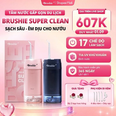[GIÁ 646K LIVE ECOGO] Tăm Nước BRUSHIE SUPER CLEAN Bản Cải Tiến 17 Chế Độ Làm Sạch Sâu, KOL