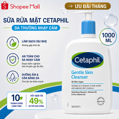 Sữa Rửa Mặt Cetaphil Gentle Skin Cleanser 1000ML, 473ML, 500ML, 250ML, 125ML