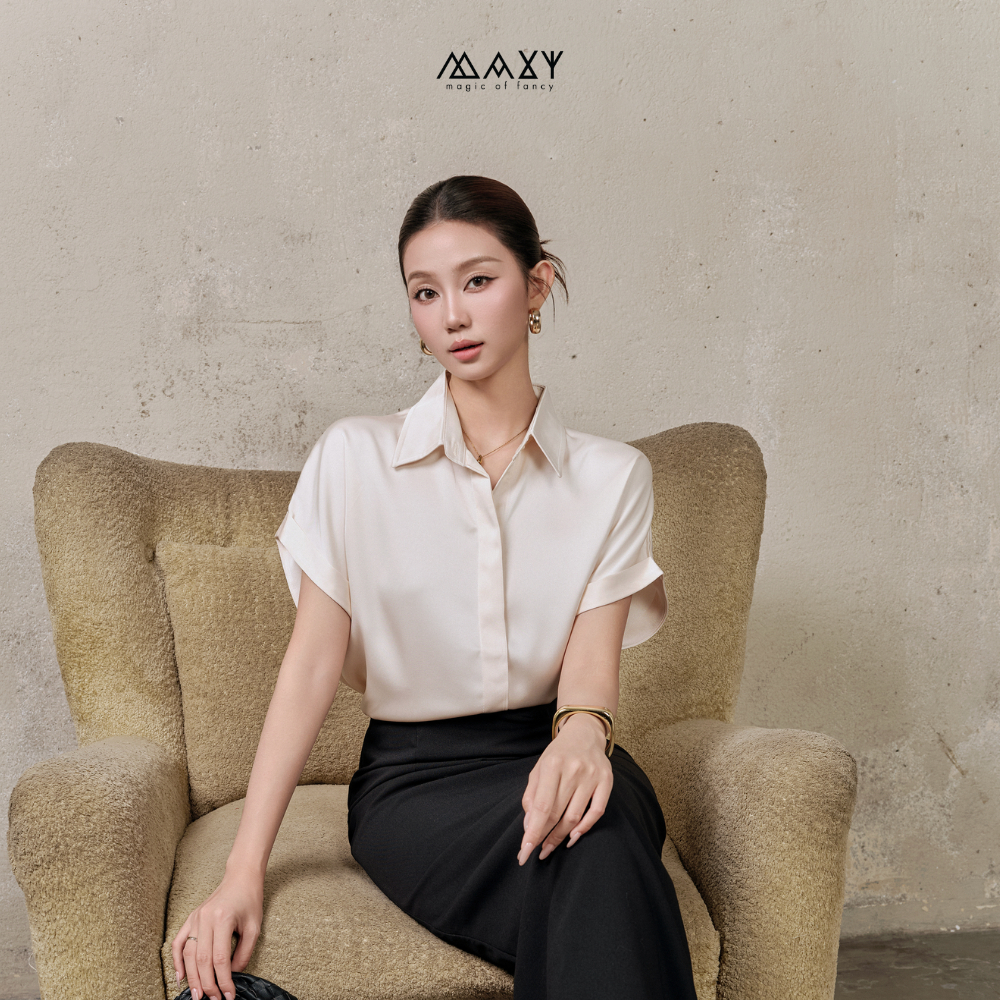 Áo sơ mi nữ công sở ngắn tay Sleeve Shirt Ivory Maxy Workshop