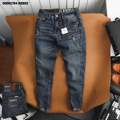 Quần jeans dài nam chất vải denim wash dirty cao cấp slim rách 059 Heboz - 00001764