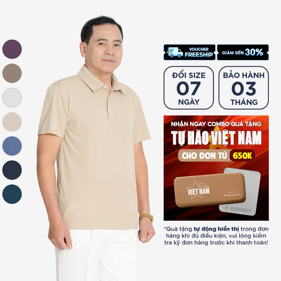 Áo polo cotton cao cấp mềm mát ANCHI mẫu mới 2025 dành cho nam trung niên - APL2502