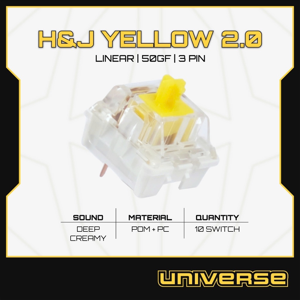 10 Switch H&J G Yellow 2.0 Switch Linear 50g 3 Pin POM + PC Công Tác Bàn Phím Cơ Bàn Phím Universe