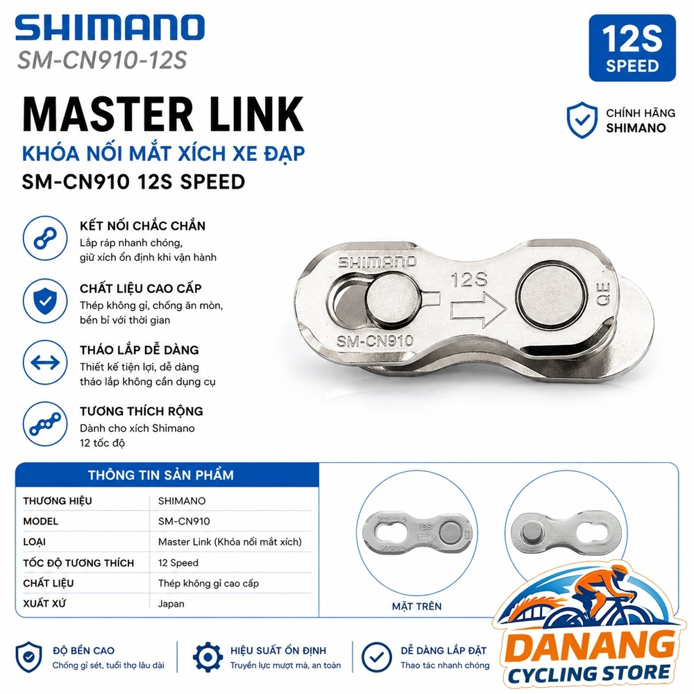 Master Link – Khóa Mắc Sên Xích Xe Đạp SHIMANO SM CN910 12 Tốc Độ
