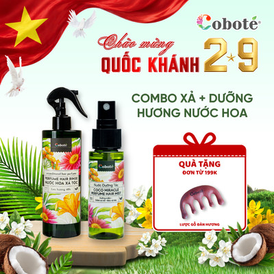 Combo Coboté Dưỡng Tóc Mật Hoa Dừa – Nước Dưỡng + Nước Xả Tóc Mật Hoa Dừa Giảm Rụng, Phục Hồi & Dày Bồng Bềnh