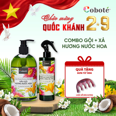 Combo Gội và Xả Hương Nước Hoa Coboté giúp tóc sạch sâu, bóng khoẻ, giữ màu tóc nhuộm và lưu hương