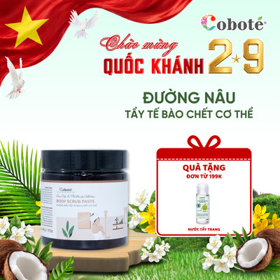 Tẩy tế bào chết body đường nâu & dầu dừa tươi Cobote cho da mềm mại, tràn đầy sức sống 60g/250g