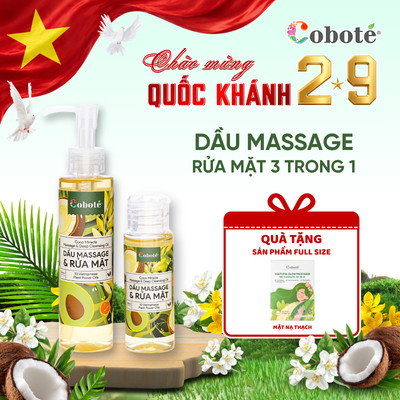 Dầu rửa mặt, tẩy trang và massage mặt 3in1 Cobote làm sạch bụi bẩn và lớp trang điểm 30ml/150ml