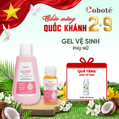 Dung Dịch Vệ Sinh Coboté Làm Sạch Dịu Nhẹ Coco Whisper Intimate Cleansing Gel 30ml 210ml