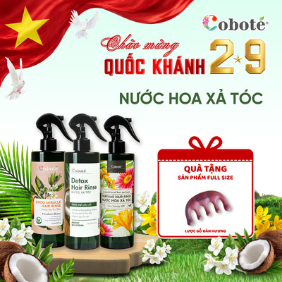 Nước xả tóc suôn mượt, lưu hương 48h Coboté Mật Hoa Dừa – Phục hồi hư tổn 100ml/500ml
