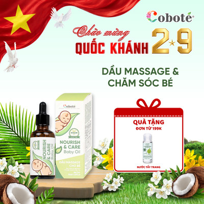 Dầu massage em bé Cobote giúp dưỡng ẩm và làm ấm cơ thể (phiên bản 50ml)