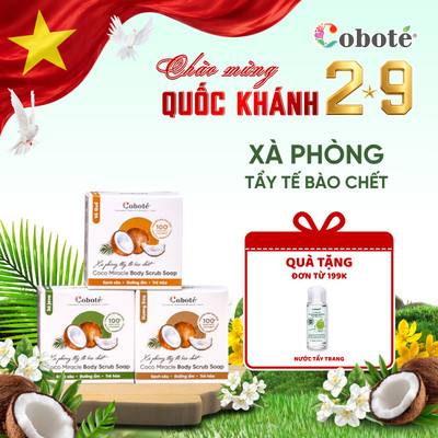 Xà phòng tẩy tế bào chết body Cobote giúp da sáng mịn, đều màu sau 1 lần sử dụng 75g