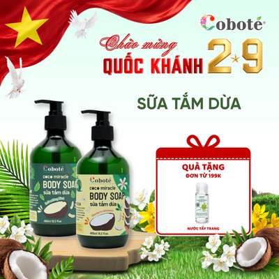 Sữa tắm dưỡng ẩm dừa Cobote cho da nhạy cảm phục hồi hàng rào bảo vệ da 480ml (bao bì mới)