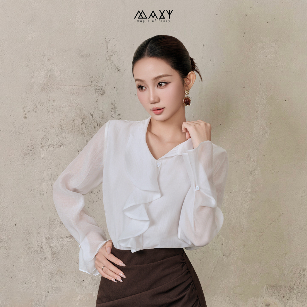 Áo Kiểu Bèo Rũ Thanh Lịch Front Ruffer Top Maxy Workshop
