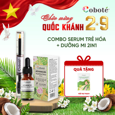 Combo Coboté Serum Trẻ Hoá Da & Dưỡng Mi Mày – Da Sáng Mịn, Mi Dày & Khoẻ Tự Nhiên