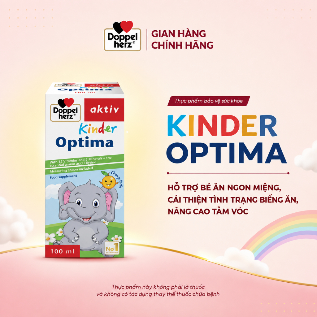 Thực phẩm bảo vệ sức khỏe Kinder Optima hỗ trợ tiêu hóa cho trẻ biếng ăn