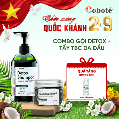Combo Tẩy tế bào chết và Dầu Gội Detox Coboté ngăn gàu ngứa, giúp tóc sạch sâu