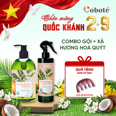 Combo Gội và Xả Hương Hoa Quýt Coboté dành cho tóc nhờn, nhanh bết giúp tóc phồng, chắc khỏe