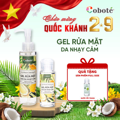 Gel rửa mặt cho da nhạy cảm Coboté cân bằng PH, làm sạch dịu nhẹ và cấp ẩm cho da 30ml/150ml