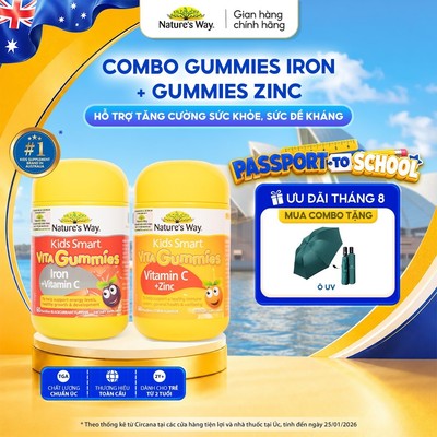 Combo Kẹo Dẻo Iron+ Vitamin C và Vitamin C+ ZinC bổ sung sắt, kẽm, vitamin c giúp bé ăn ngon miệng, mau lớn