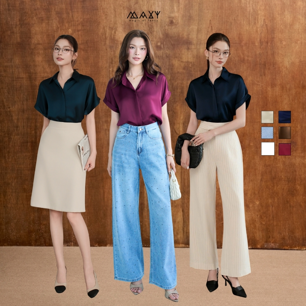 [ LIVE ] Áo sơ mi nữ công sở ngắn tay lụa Tô Châu Sleeve shirt Maxy Workshop