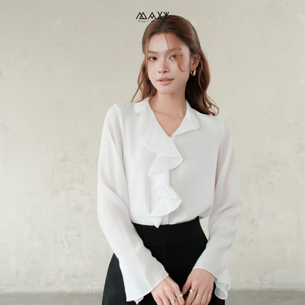 Áo Kiểu Bèo Rũ Thanh Lịch Front Ruffer Top Maxy Workshop
