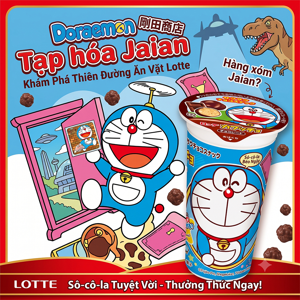 Bánh Socola LOTTE Capuchino Doraemon 37g