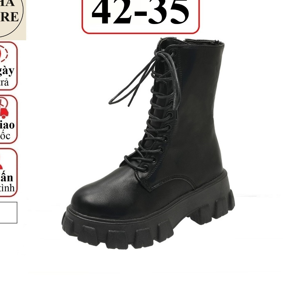 Giày boot nữ bigsize 42 41 SAHA229 độn đế 8cm 8p 5cm 5p bốt combat boost cao cổ tăng 8 cm martin boo