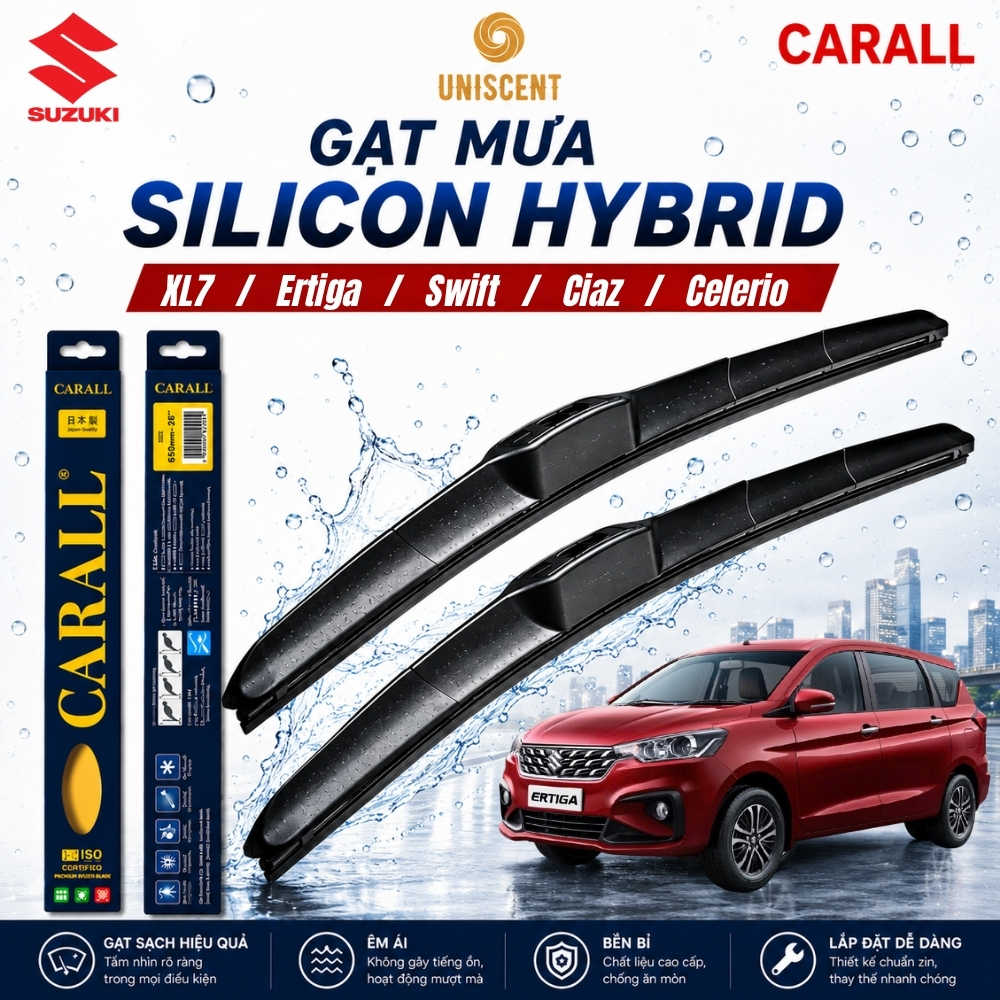 (SUZUKI) 1 Cặp Gạt Mưa Ô Tô Silicon Hybrid Suzuki XL7/ Ertiga/ Swift/ Ciaz/ Celerio Made In Japan