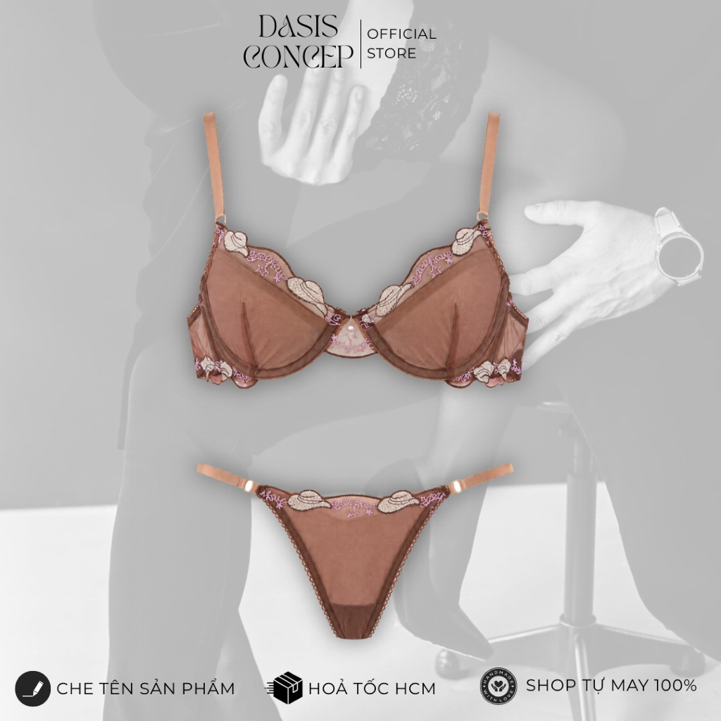 ADRIANO | set nội y handmade thiết kế chất ren lưới thêu 2 mặt cao cấp KHÔNG ĐỔI TRẢ