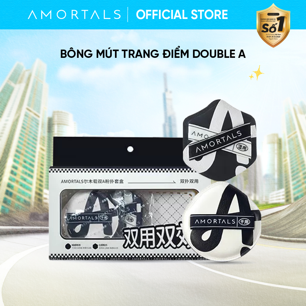 Bông Mút Trang Điểm Amortals Double A - Bề Mặt Dày, Đàn Hồi Tốt, Cho Lớp Nền Trong Suốt, Dùng Cả Khô