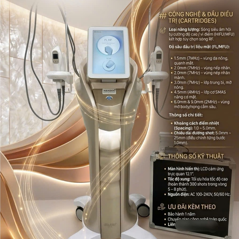 MÁY NÂNG CƠ HIFU DOUBLO GOLD 10D, TRẺ HÓA XÓA NHĂN RF SIÊU HIỆU QUẢ