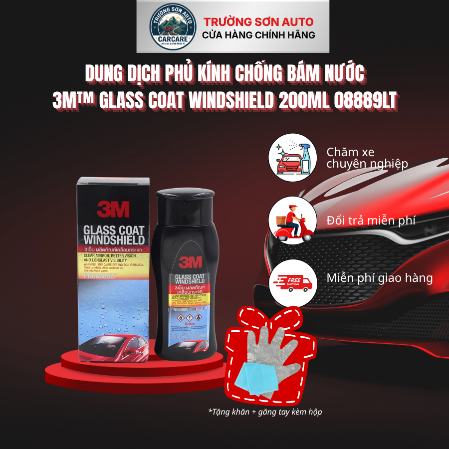 3M 08889LT 200ml – Dung Dịch Phủ Kính Nano Chống Bám Nước, Tăng Tầm Nhìn Kính Ô Tô
