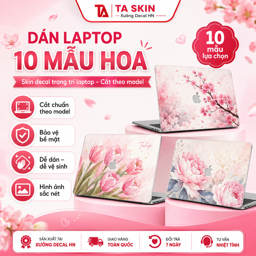 Dán Laptop Hoa Lá Thiên Nhiên, Skin Decal Trang Trí Laptop Cắt Theo Model Dell HP Asus Lenovo Acer M